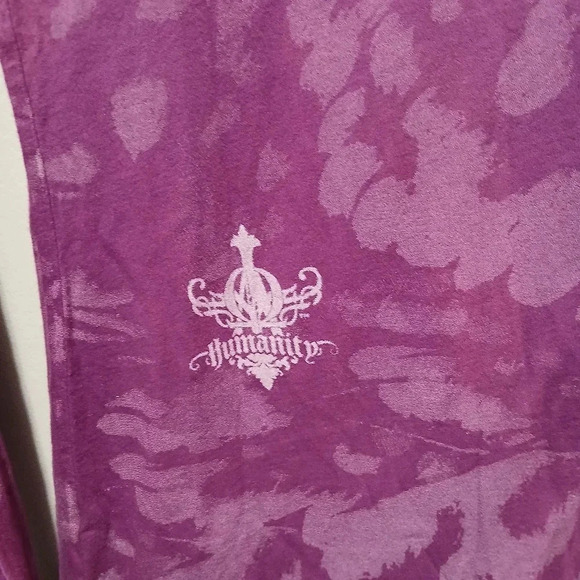 Humanity Purple Y2K Henley Shirt Tiger Print Womens Small Casual Streetwear - Picture 5 of 5